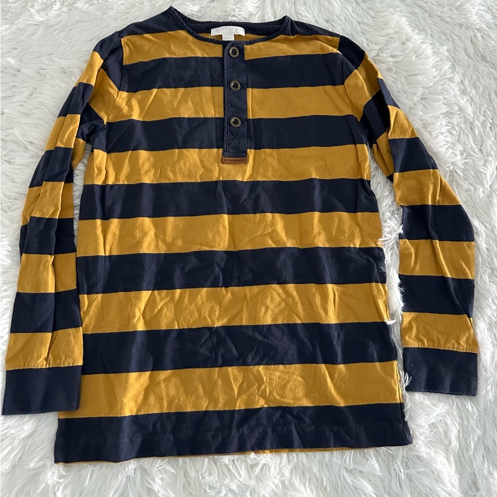 Authentic Burberry boys stripe henley shirt sz‎ 12 y